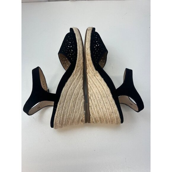 Vionic Womens Ariel Wedge Sandal Black Size 10M Suede Leather - Picture 8 of 15